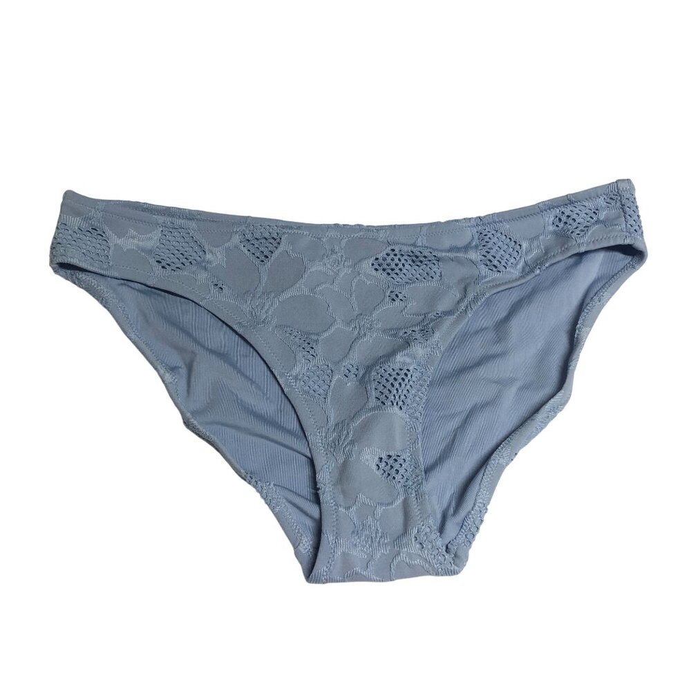 Aerie Bikini Bottom Brief Textured Crochet Floral Blue XL